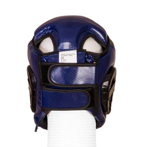 CASQUE DE BOXE COMPÉTITION OUVERT EN PU “CARBON” BLEU – WETTLE GEAR