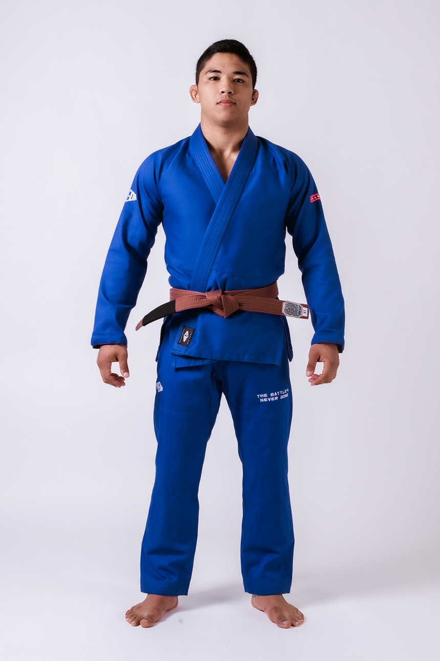 KIMONO HOMME MAEDA BLEU RED LABEL 3.0 CEINTURE BLANCHE OFFERT